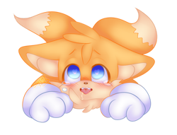 Size: 1280x979 | Tagged: suggestive, artist:xglitchy-tailsx, miles "tails" prower, blushing, crying, drooling, floppy ears, heart eyes, looking up, mouth open, simple background, solo, tailabetes, tears, tongue out, transparent background