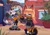 Size: 2048x1444 | Tagged: safe, artist:aresworld-suniverse, tangle the lemur, whisper the wolf, cityscape, daytime, duo, females only, lesbian, one fang, shipping, tangle x whisper