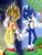 Size: 768x1024 | Tagged: safe, artist:animesonic2, sonic the hedgehog, super sonic, hedgehog, covering face, dark form, dark sonic, daytime, duo, holding hands, male, males only, nighttime, self paradox, star (sky), super form, tree, two sides