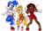 Size: 2048x1441 | Tagged: safe, artist:ciosuii, knuckles the echidna, miles "tails" prower, sonic the hedgehog, human, gender swap, goggles, humanized, simple background, spanner, species swap, tailabetes, team sonic, trio, white background