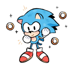 Size: 540x500 | Tagged: safe, artist:supichu, sonic the hedgehog, hedgehog, blushing, chibi, classic sonic, cute, hand on cheek, male, rings, simple background, smile, solo, sonabetes, sparkles, transparent background