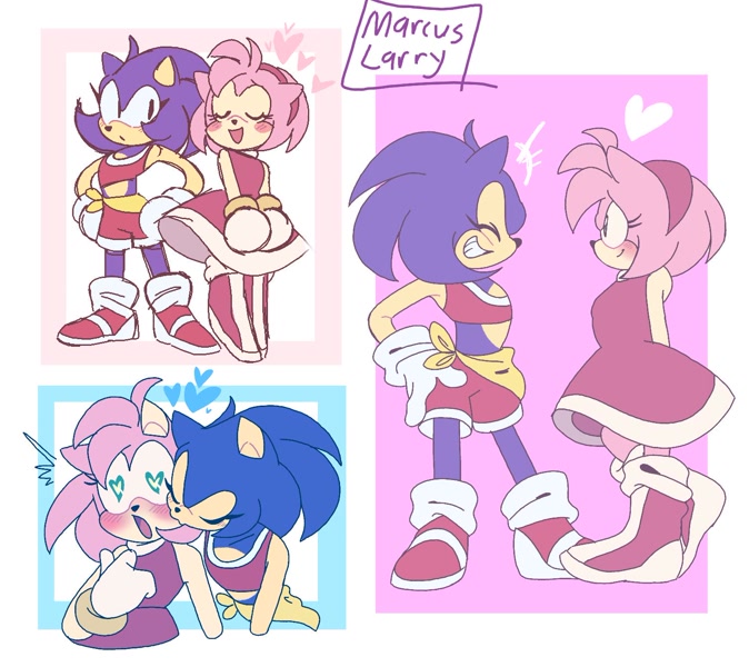 229132 - safe, artist:charuzu2712, amy rose (sonic), sonic the hedgehog  (sonic), hedgehog, mammal, anthro, sega, sonic the hedgehog (series), duo,  female, male, male/female, shipping, sonamy (sonic) - Furbooru