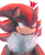 Size: 1044x1286 | Tagged: safe, artist:vikigyt, shadow the hedgehog, hedgehog, angry, crown, fluffy, frown, lidded eyes, lineless, looking offscreen, neck fluff, no outlines, simple background, solo, white background