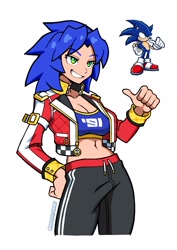 Size: 1725x2436 | Tagged: safe, artist:machturne, sonic the hedgehog, human, gender swap, humanized, reference inset, simple background, solo, white background
