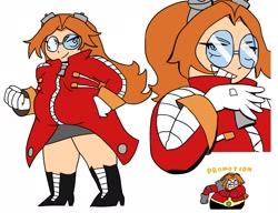 Size: 1964x1512 | Tagged: safe, artist:thewaether, robotnik, human, fist, gender swap, hand in pocket, hand on chest, simple background, solo, white background