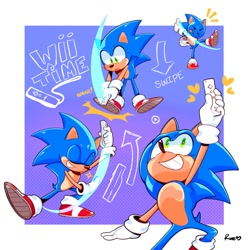 Size: 1080x1080 | Tagged: safe, artist:sp1ndash, sonic the hedgehog, hedgehog, gaming, solo, wii