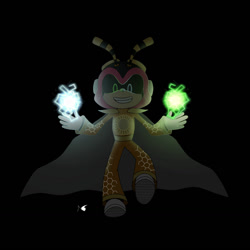 Size: 1280x1280 | Tagged: safe, artist:neocharmy, oc, oc:neo metal charmy, black background, black sclera, cape, clenched teeth, electricity, flying, looking at viewer, robot, signature, simple background, solo