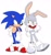 Size: 900x961 | Tagged: safe, artist:drawloverlala, feels the rabbit, sonic the hedgehog, hedgehog, rabbit, arms folded, bowtie, duo, frown, gloves, hand on hip, lidded eyes, looking at each other, redesign, shoes, signature, simple background, socks, tapping foot, white background