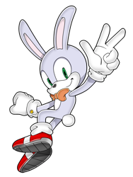 Size: 1024x1359 | Tagged: safe, artist:blackburn789, feels the rabbit, rabbit, bowtie, clenched fist, gloves, green eyes, looking at viewer, modern style, posing, red shoes, redesign, shoes, simple background, smile, socks, solo, transparent background, uekawa style, v sign