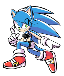 Size: 1280x1524 | Tagged: safe, artist:k3llywolfarts, sonic the hedgehog, oc, oc:kelly the hedgehog, hedgehog, crop top, gender swap, gloves, hair over one eye, headband, looking at viewer, pointing, shoes, shorts, simple background, smile, socks, solo, transparent background