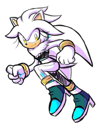 Size: 1597x1957 | Tagged: safe, artist:k3llywolfarts, silver the hedgehog, hedgehog, boots, clenched fists, crop top, gender swap, looking at viewer, neck fluff, running, simple background, smile, solo, transparent background