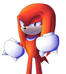 Size: 800x900 | Tagged: safe, artist:k3llywolfarts, knuckles the echidna, echidna, clenched fists, frown, lidded eyes, looking at viewer, signature, simple background, solo, standing, transparent background