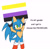 Size: 1600x1558 | Tagged: safe, artist:syrcaii, sonic the hedgehog, hedgehog, au:resonance, boots, flag, frown, gloves, holding something, looking offscreen, meme, nonbinary, nonbinary pride, redesign, simple background, sketch, socks, solo, standing, white background
