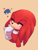 Size: 821x1090 | Tagged: safe, artist:jyllhedgehog367, knuckles the echidna, sonic the hedgehog, echidna, hedgehog, beige background, blushing, crush, gay, hand on cheek, hearts, implied sonic, knuxonic, lidded eyes, looking up, male, pout, shipping, simple background, solo
