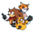 Size: 600x552 | Tagged: safe, artist:cylent-nite, dodon pa, oc, oc:olgilvie parlouzer, oc:skind the leopard, hedgehog, au:sonic expanse, leopard, male, males only, simple background, tanuki, team sonic racing, transparent background, trio