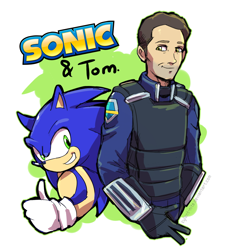 Size: 900x1000 | Tagged: safe, artist:cylent-nite, sonic the hedgehog, tom wachowski, hedgehog, human, sonic the hedgehog (2020), duo, male, males only