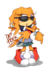 Size: 450x650 | Tagged: safe, artist:cylent-nite, tikal, echidna, alternate outfit, female, hip hop, looking offscreen, simple background, solo, standing, sunglasses, white background
