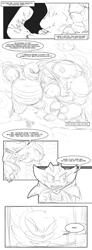 Size: 1200x3250 | Tagged: safe, artist:cylent-nite, dark gaia, shadow the hedgehog, oc, oc:whip, oc:zrek, hedgehog, zeti, comic:shadow lost world, sonic unleashed, ambiguous gender, black and white, comic, dragon, male, monochrome, simple background, sketch, white background