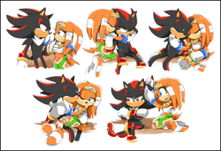 Size: 1750x1200 | Tagged: safe, artist:cylent-nite, shadow the hedgehog, tikal, echidna, hedgehog, duo, female, male, shadikal, shipping, simple background, straight, white background