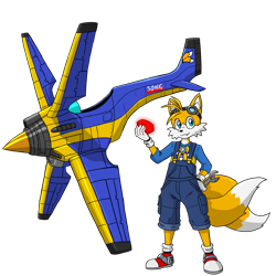 Size: 1280x1280 | Tagged: safe, artist:karlwarrior47, miles "tails" prower, fox, sonic adventure, alternate version, chaos emerald, character sheet, goggles, jet anklet, overalls, rhythm badge, simple background, solo, spanner, tornado ii, transparent background