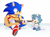 Size: 1264x947 | Tagged: safe, artist:hikariviny, sonic the hedgehog, oc, oc:nimble the hedgehog, hedgehog, duo, father and son, guitar, male, males only, parent:amy, parent:sonic, parents:sonamy