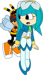 Size: 1872x3203 | Tagged: safe, artist:dr-insean, artist:evillexie, charmy bee, galaxina the seedrian, bee, seedrian, charmina, collaboration, crack shipping, female, male, shipping, simple background, sonic x, straight, transparent background