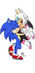Size: 514x1080 | Tagged: safe, artist:drawmeaponynamedbob, rouge the bat, sonic the hedgehog, bat, hedgehog, duo, female, male, shipping, simple background, sonouge, straight, transparent background