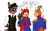 Size: 640x397 | Tagged: safe, artist:fish-cooper, elias acorn, maximillian acorn, oc, oc:fish the raccoon, raccoon, squirrel, canon x oc, gay, male, males only, oc x canon, shipping, simple background, trio, white background
