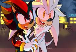 Size: 1255x872 | Tagged: safe, artist:bdugo7, amy rose, blaze the cat, knuckles the echidna, shadow the hedgehog, silver the hedgehog, sonic the hedgehog, cat, echidna, hedgehog, amy x blaze, duo focus, female, gay, group, knuxonic, lesbian, male, shadow x silver, shipping