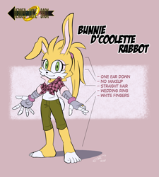 Size: 2041x2268 | Tagged: safe, artist:finikart, bunnie rabbot, rabbit, character sheet, female, redesign, solo