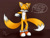 Size: 1024x770 | Tagged: safe, artist:tanyawind, miles "tails" prower, fox, dialogue, evil, evil tails, gloves, gun, holding something, looking at viewer, mouth open, pointing gun at viewer, shoes, signature, socks, solo, speech bubble, standing, talking to viewer, this will end in blood