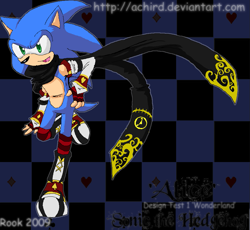 Size: 933x857 | Tagged: safe, artist:achird, sonic the hedgehog, hedgehog, alice in wonderland, alternate universe, crossover, male, outfit swap, outline, solo