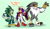 Size: 1920x1111 | Tagged: safe, artist:survivalstep, jet the hawk, storm the albatross, wave the swallow, albatross, bird, swallow, extreme gear, female, green background, hawk, male, redesign, simple background, sonic riders, spanner, trio