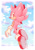 Size: 1280x1854 | Tagged: safe, artist:candycatstuffs, sonic the hedgehog, super sonic, oc, oc:sakura sonic, hedgehog, alternate super form, clouds, flying, gloves, looking at viewer, looking back, mid-air, mouth open, pink fur, shoes, signature, socks, solo, super form