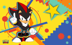 Size: 2880x1800 | Tagged: safe, artist:shadow2evil4hell, shadow the hedgehog, hedgehog, sonic mania, classic, classic shadow, classic style, clenched fist, frown, looking at viewer, pointing, solo, standing, style emulation