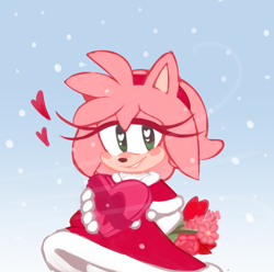 Size: 1712x1697 | Tagged: safe, artist:sp-rings, amy rose, hedgehog, female, heart, solo