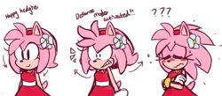 Size: 2989x1301 | Tagged: safe, artist:sp-rings, amy rose, hedgehog, female, headcanon, simple background, solo, white background