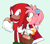 Size: 2618x2291 | Tagged: safe, artist:sp-rings, amy rose, knuckles the echidna, echidna, hedgehog, duo, female, green background, knuxamy, male, shipping, simple background, straight