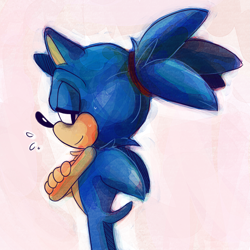 Size: 2449x2449 | Tagged: safe, artist:sp-rings, sonic the hedgehog, hedgehog, male, ponytail, solo