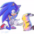 Size: 1024x1024 | Tagged: safe, artist:di-dash, sonic the hedgehog, hedgehog, crossover, cute, duo, hand-out, kneeling, looking at each other, modern sonic, pikachu, simple background, super smash brothers, white background