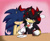 Size: 2111x1733 | Tagged: safe, artist:amortem-kun, shadow the hedgehog, sonic the hedgehog, hedgehog, blushing, duo, fizzy soda can, food, gay, male, males only, plate, shadow x sonic, shipping
