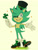 Size: 1024x1342 | Tagged: safe, artist:snorechu, irish the hedgehog, hedgehog, blushing, four leaf clover, gloves, grass, hand-out, hat, holding something, mouth open, shoes, signature, simple background, socks, solo, sparkles, standing on one leg, wink, yellow background