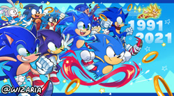 Size: 1920x1059 | Tagged: safe, artist:wizaria, feels the rabbit, nicky, sonic the hedgehog, super sonic, hedgehog, rabbit, sonic the hedgehog (2020), classic sonic, classic style, group, male, males only, meme, ring, sanic, self paradox, sonic boom (tv), super form