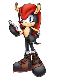 Size: 575x757 | Tagged: safe, artist:yessiemaltese, mighty the armadillo, armadillo, gloves, hand on hip, looking at viewer, redesign, shoes, simple background, smile, socks, solo, standing, thumbs up, transparent background