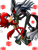 Size: 768x1024 | Tagged: safe, artist:alusniper, gadget the wolf, infinite the jackal, jackal, wolf, sonic forces, belt, cubes, duo, flying, gay, glasses, holding hands, holding them, lineless, looking at each other, mid-air, no outlines, phantom ruby, rookinite, shipping, simple background, smile, transparent background