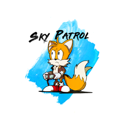 Size: 1024x1025 | Tagged: safe, artist:pedroverri, miles "tails" prower, fox, abstract background, aviator jacket, frown, goggles, holding something, looking offscreen, semi-transparent background, solo, standing, tails skypatrol