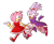 Size: 1024x830 | Tagged: safe, artist:milk-green-tea, amy rose, blaze the cat, cat, hedgehog, amy x blaze, blushing, boots, duo, gloves, hair over one eye, heels, holding hands, lesbian, looking at each other, looking back, mouth open, one fang, running, shipping, simple background, socks, transparent background