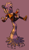 Size: 400x686 | Tagged: safe, artist:darkwingdumbass, tangle the lemur, lemur, arms out, beige background, fingerless gloves, looking at viewer, signature, simple background, smile, smiling at viewer, solo, tail stand, treads
