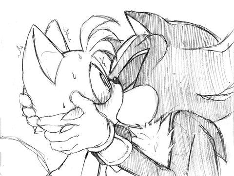 10560 - safe, artist:ailimauve_so, shadow the hedgehog, sonic the hedgehog,  hedgehog, 2023, blushing, blushing ears, duo, eyes closed, gay, grey  background, holding something, kiss, male, males only, shadow (lighting),  shipping, simple background