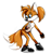 Size: 600x636 | Tagged: safe, artist:ribnose, oc, fox, female, gloves, looking down, ponytail, shoes, simple background, solo, standing, two tails, unnamed oc, white background, white tipped tail